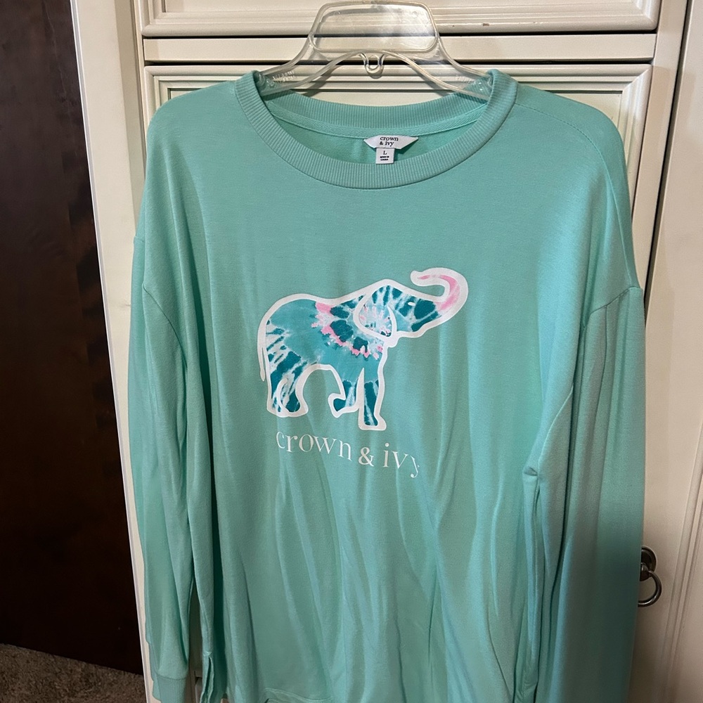 Crown and Ivy long sleeved t shirt with elephant